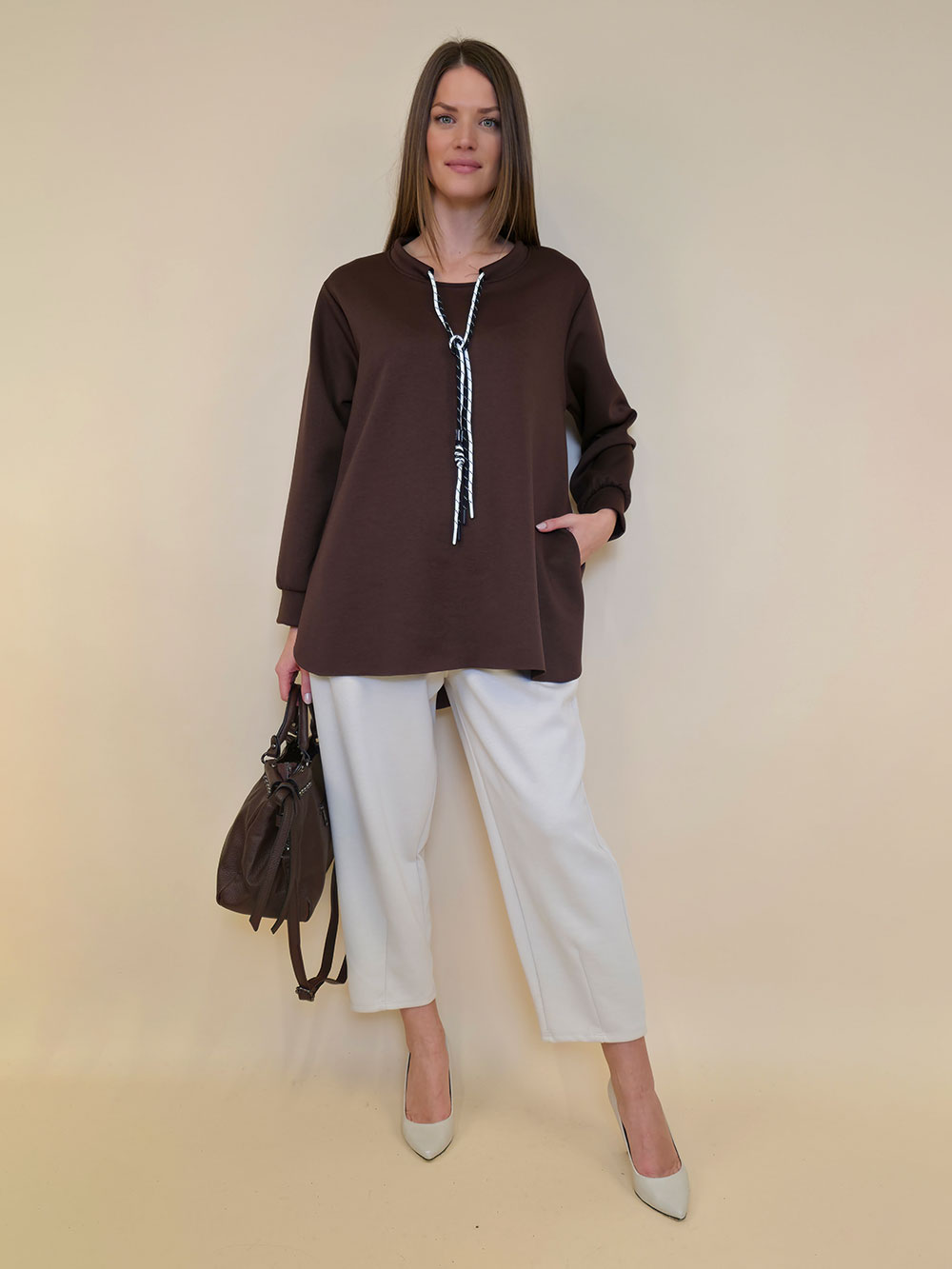 Tunika 48 Reno - jersey UN tunel vezice - brown