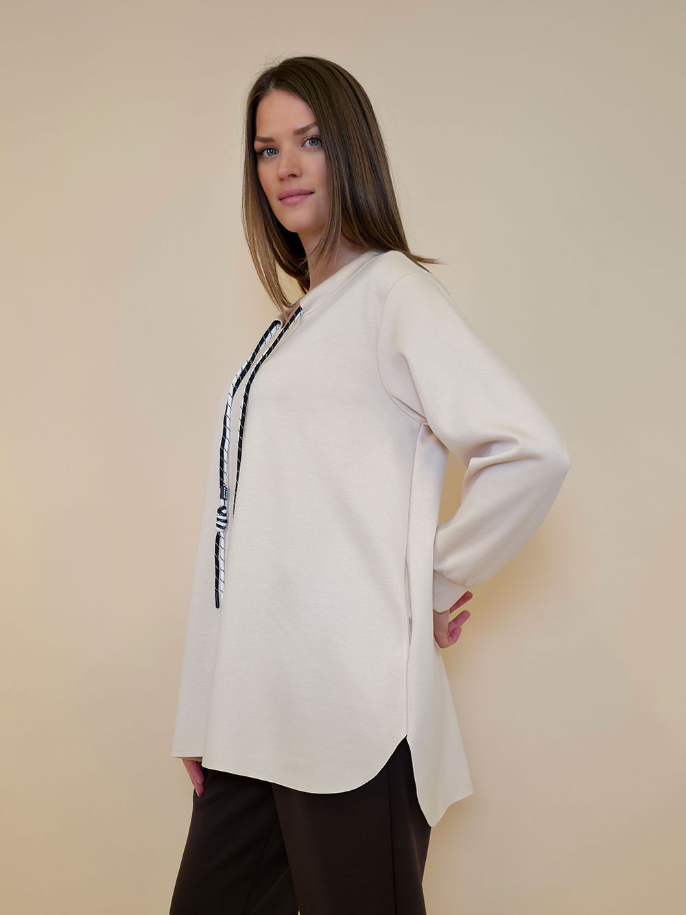 Tunika 48 Reno - jersey UN tunel vezice - beige