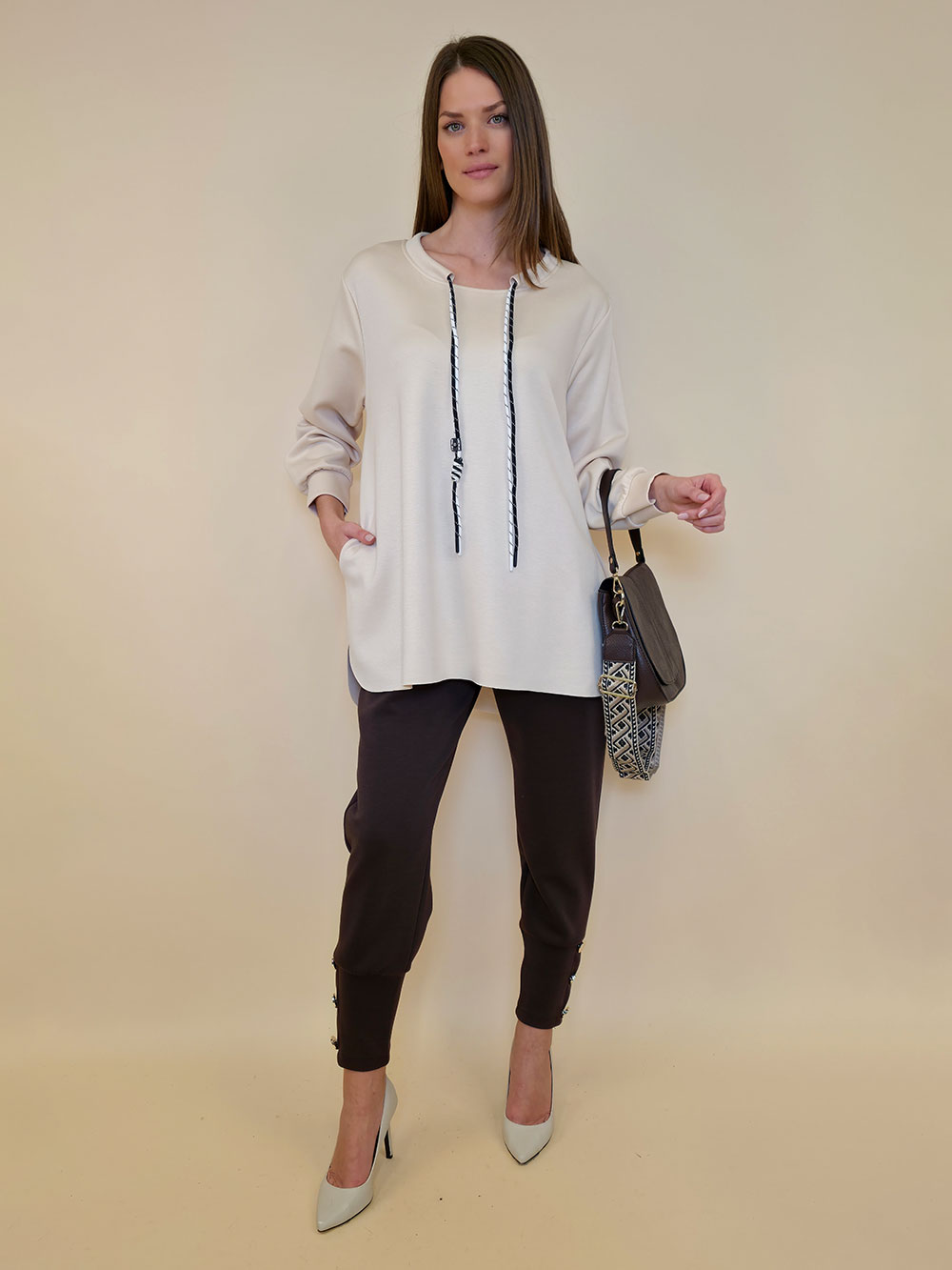 Tunika 48 Reno - jersey UN tunel vezice - beige