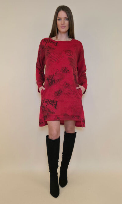 Haljina 48 Aspen - jersey UN  print - red