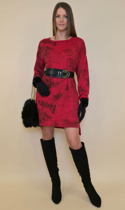 Haljina 48 Aspen - jersey UN  print - red