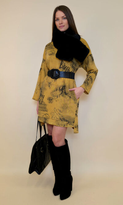 Haljina 48 Aspen - jersey UN  print - senape