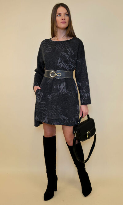 Haljina 48 Aspen - jersey UN  print - antracit