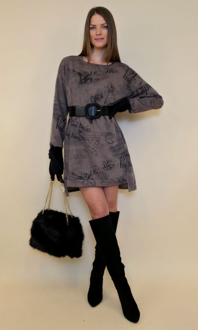 Haljina 48 Aspen - jersey UN  print - l.brown