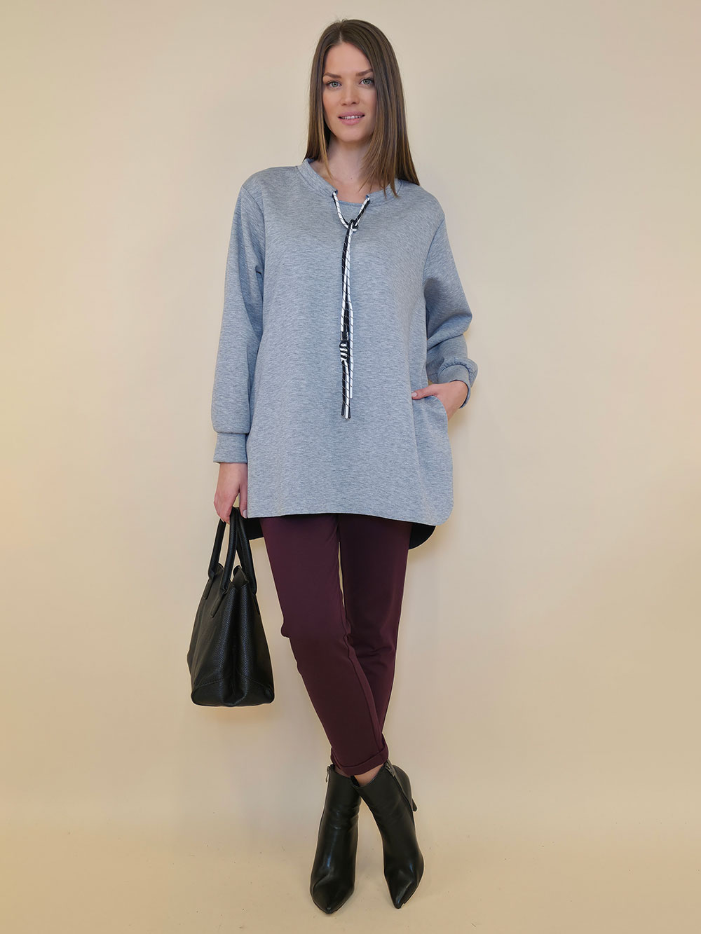 Tunika 48 Reno - jersey UN tunel vezice - grey