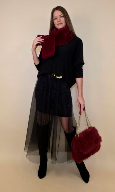 Suknja 44 La Verkin - scuba/till UN zircons - black