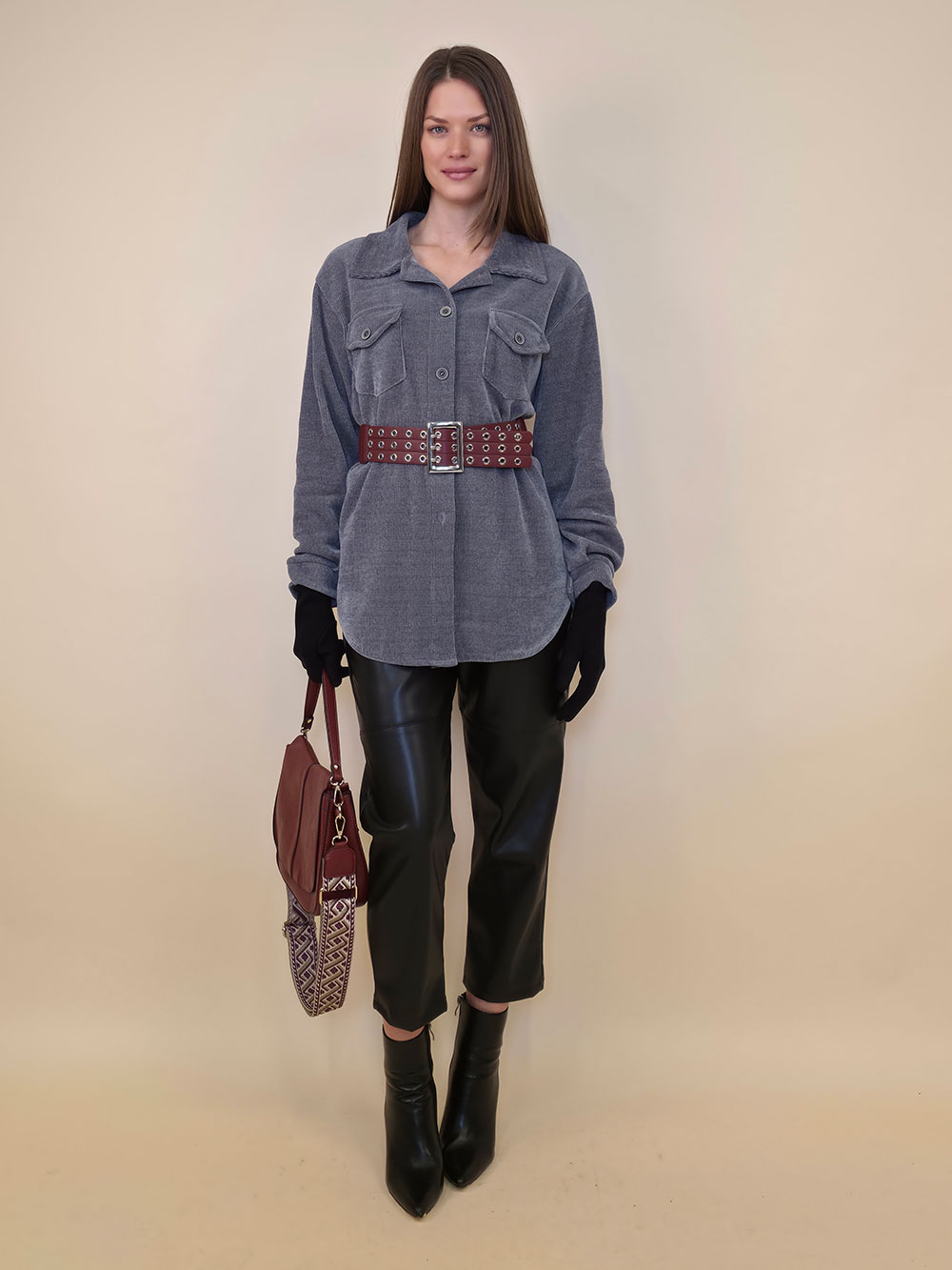 Košulja+remen 80 Almont - ciniglia UN - grey