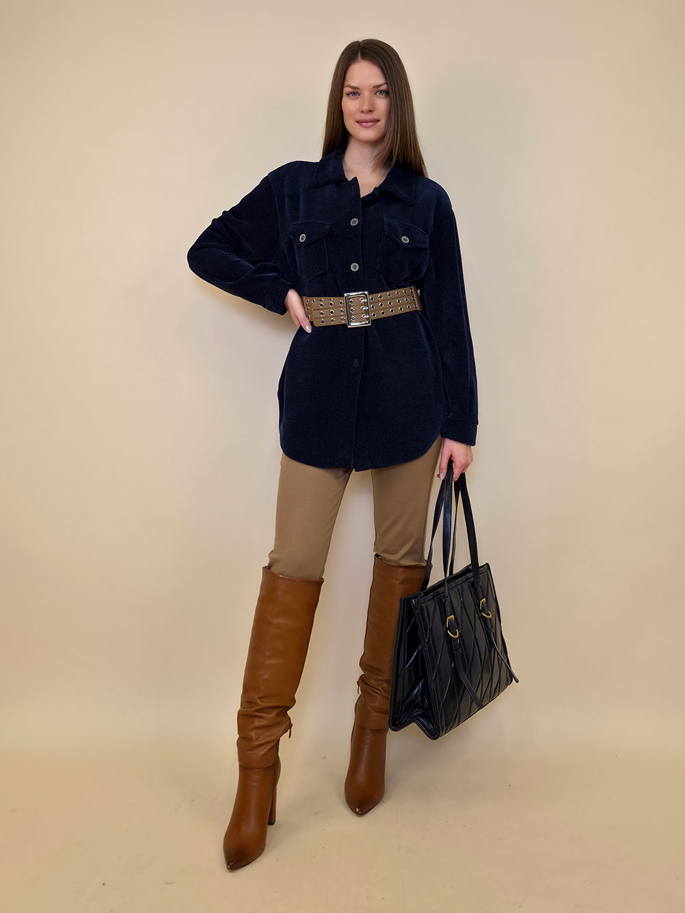 Košulja+remen 80 Almont - ciniglia UN - navy