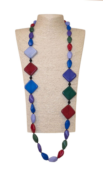 Ogrlica 38 - E long Rombs&Ovals - multicolor