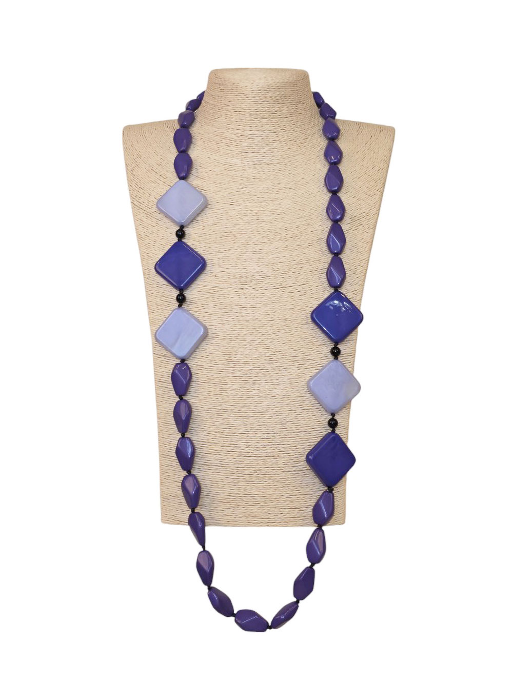 Ogrlica 38 - E long Rombs&Ovals - purple