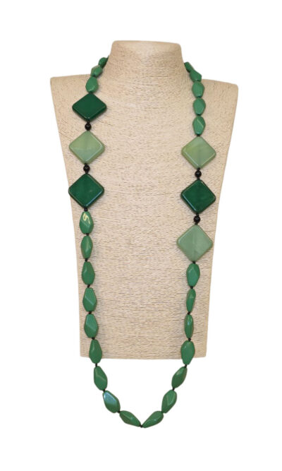 Ogrlica 38 - E long Rombs&Ovals - green