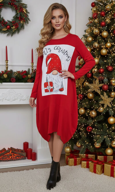 Haljina 48 YoYo - felpa brushed red - Božić Patuljak