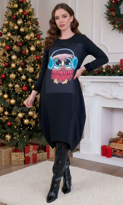 Haljina 48 YoYo - felpa brushed black - Božić Sovica