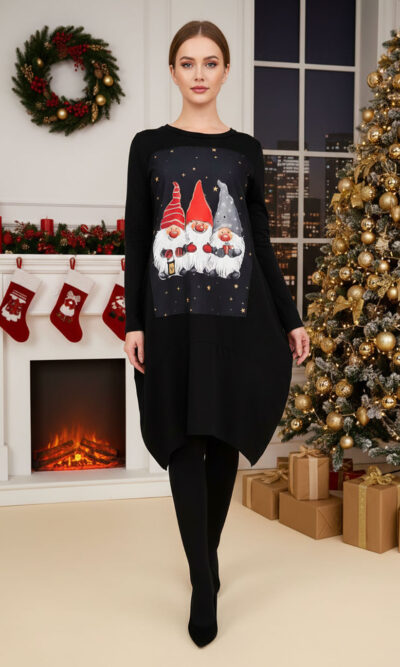 Haljina 48 YoYo - felpa brushed black - Božić Patuljci black