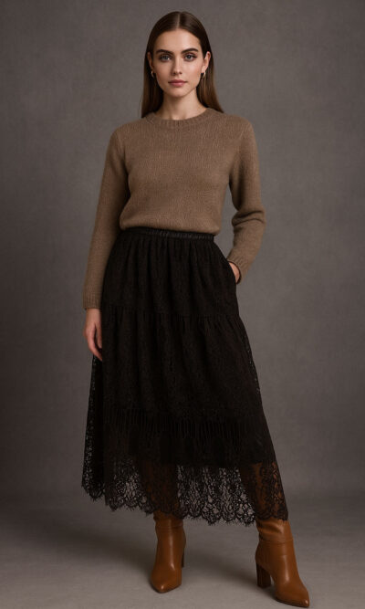 Suknja 69 Kamas - velvet/lace UN - brown