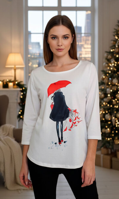 Majica 29 ElSio - 3/4 print Božić Shopping