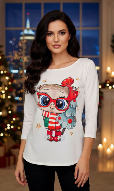 Majica 29 ElSio - 3/4 print Božić Sovica & Bor