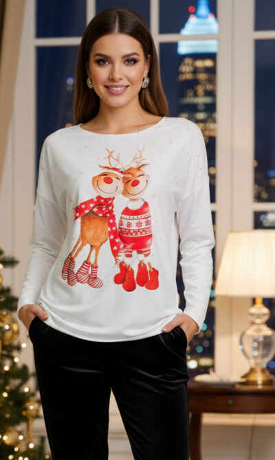 Majica 40 BellArt - jersey print - Božić Duo White