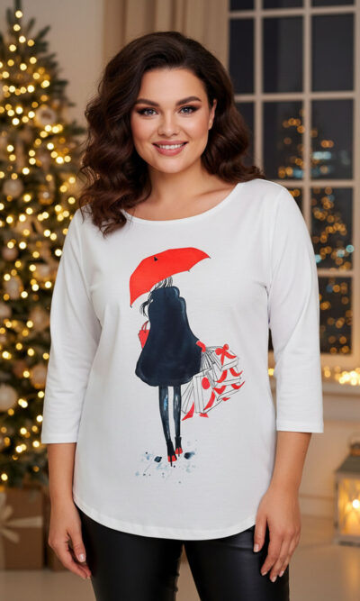 Majica 29 ElSio - 3/4 print Božić Shopping