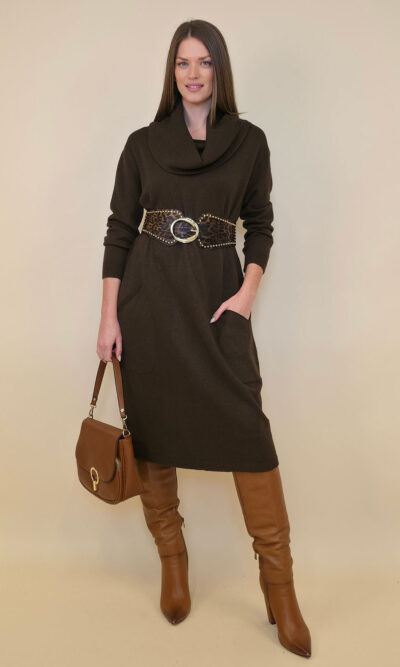 Haljina 64 Idaho - plt Off shoulder UN - brown