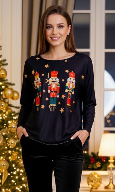 Majica 40 BellArt - jersey print - Božić Orašari black