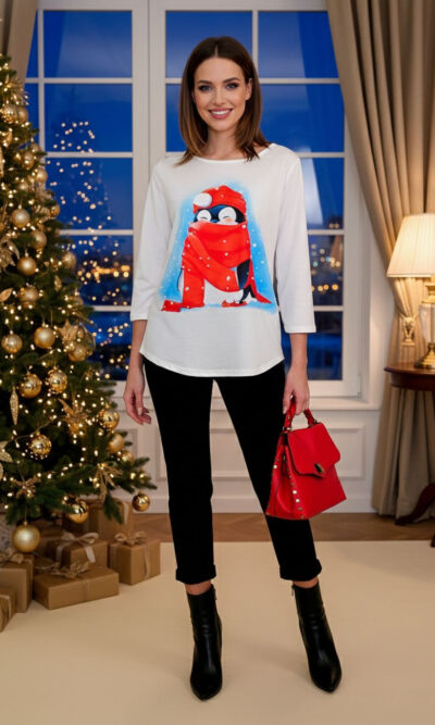 Majica 29 ElSio - 3/4 print Božić Penguin