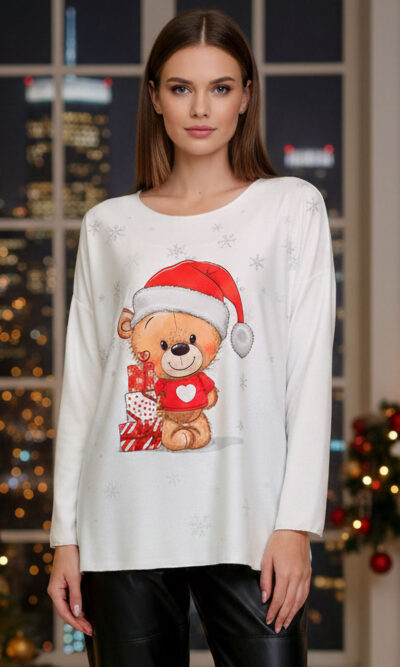 Majica 40 BellArt - jersey print - Božić Teddy white