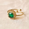 Prsten 13 - L.s.steel Cluster Gold - emerald