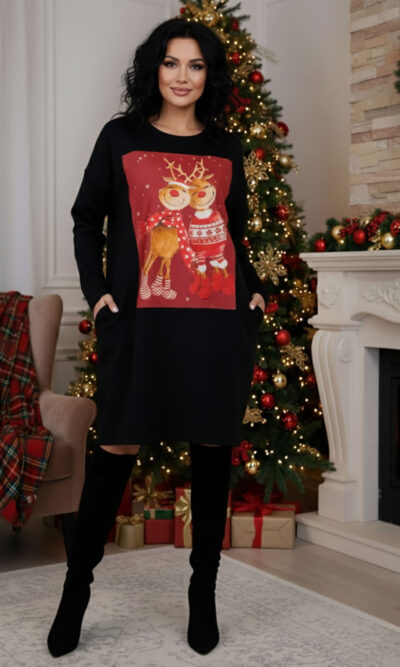 Haljina 46 Tigre deblja winter felpa - black