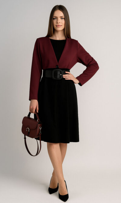 Haljina 62 Durango - jersey bicolor - burgundy/black