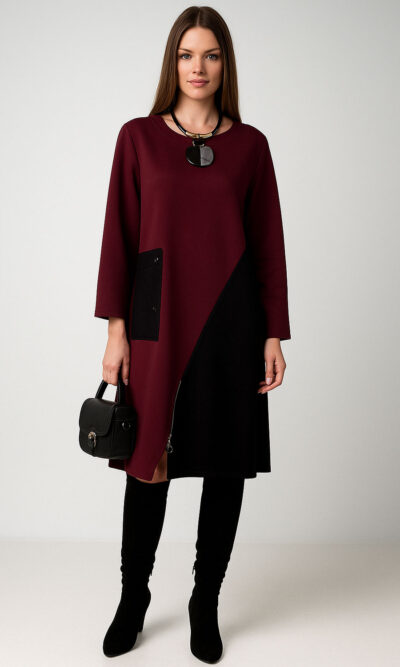 Haljina 62 Pagosa - jersey bicolor - burgundy/black