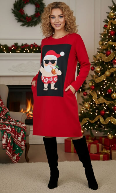 Haljina 46 Tigre deblja winter felpa - red