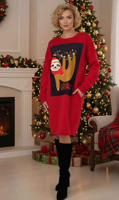 Haljina 46 Tigre - felpa brushed red - Božić Ljenjivac
