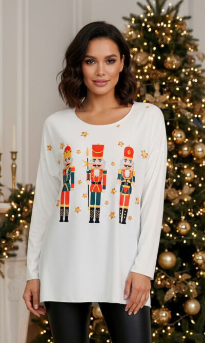 Majica 40 BellArt - jersey print - Božić Orašari white