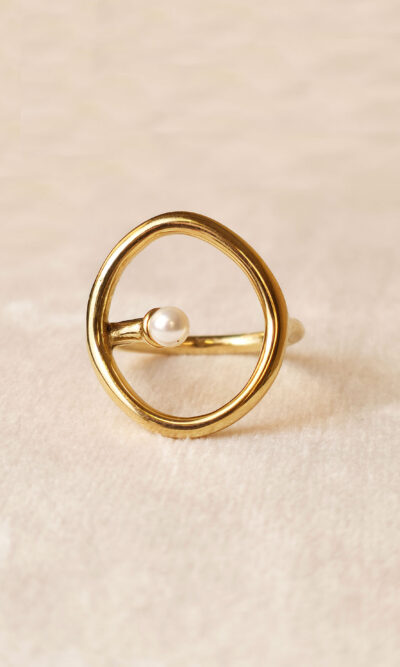 Prsten 11 - L.s.steel Oval Pearl - gold