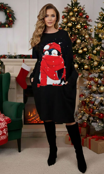 Haljina 46 Tigre deblja winter felpa - black