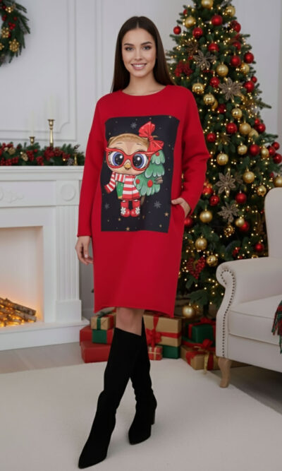 Haljina 46 Tigre deblja winter felpa - red