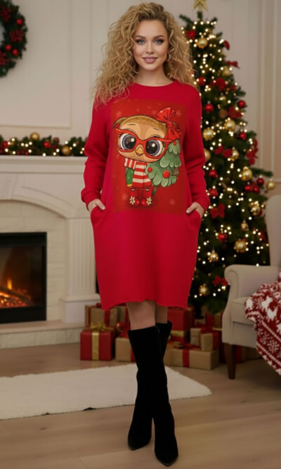 Haljina 46 Tigre deblja winter felpa - red