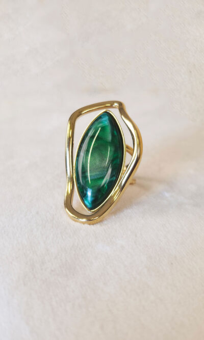 Prsten 20 - E SS 316L - The eye gold/emerald