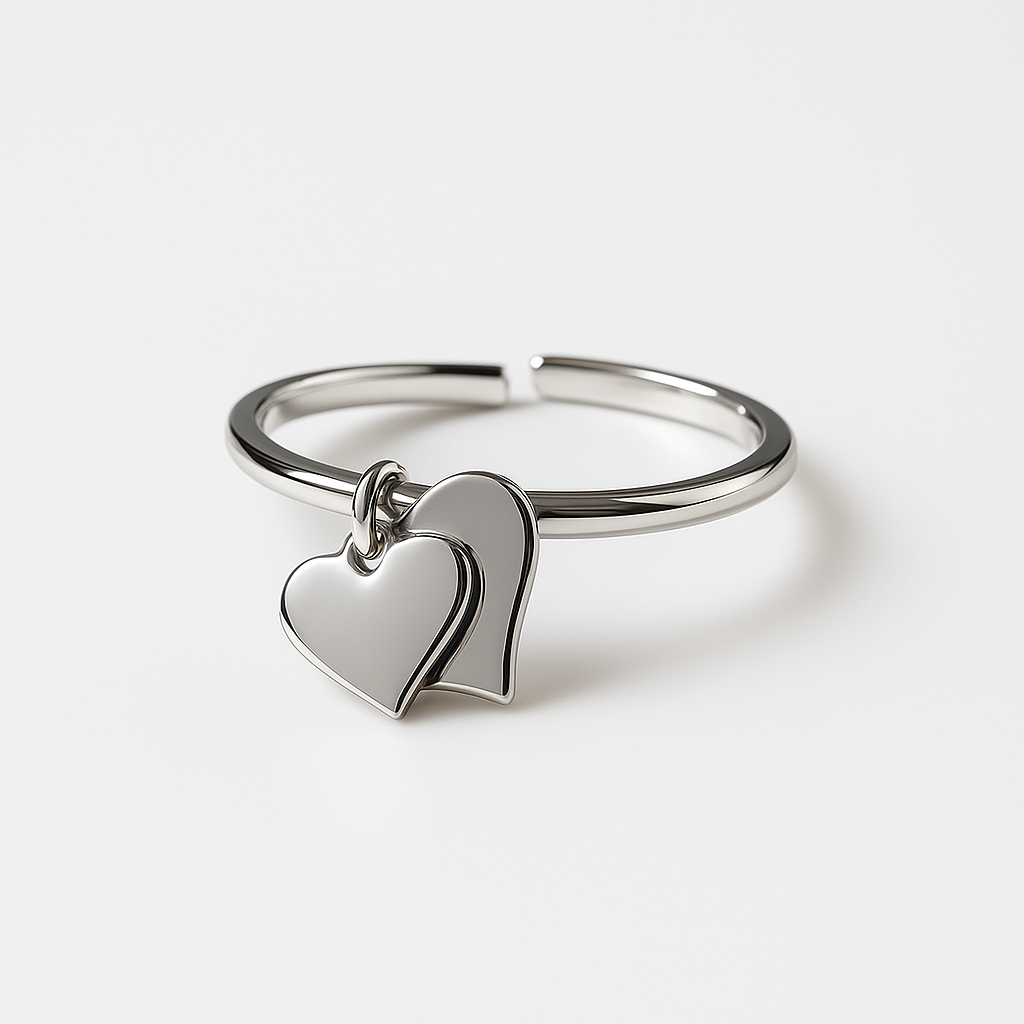 Prsten 11 - L.s.steel Two Hearts - silver