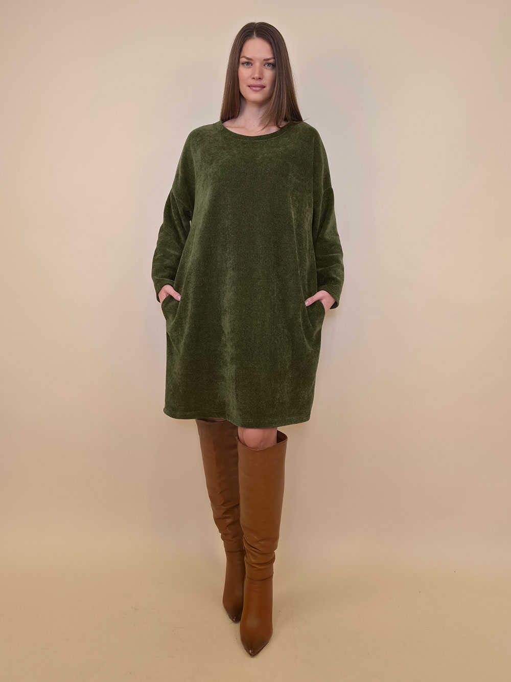 Haljina+remen 72 Elwood chenille - military - Slika 2