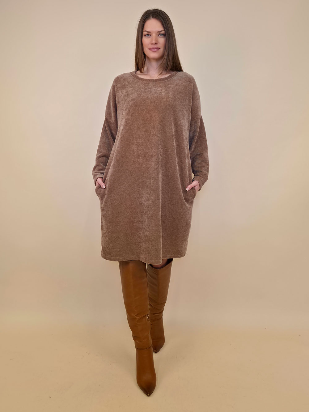 Haljina+remen 72 Elwood chenille - camel - Slika 2