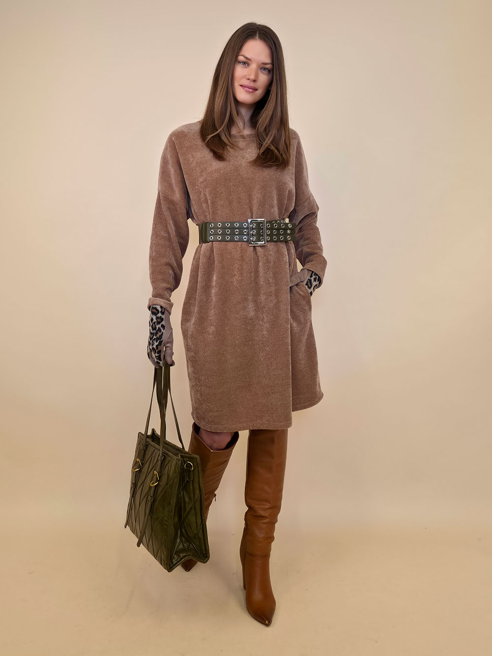 Haljina+remen 72 Elwood - ciniglia UN - camel