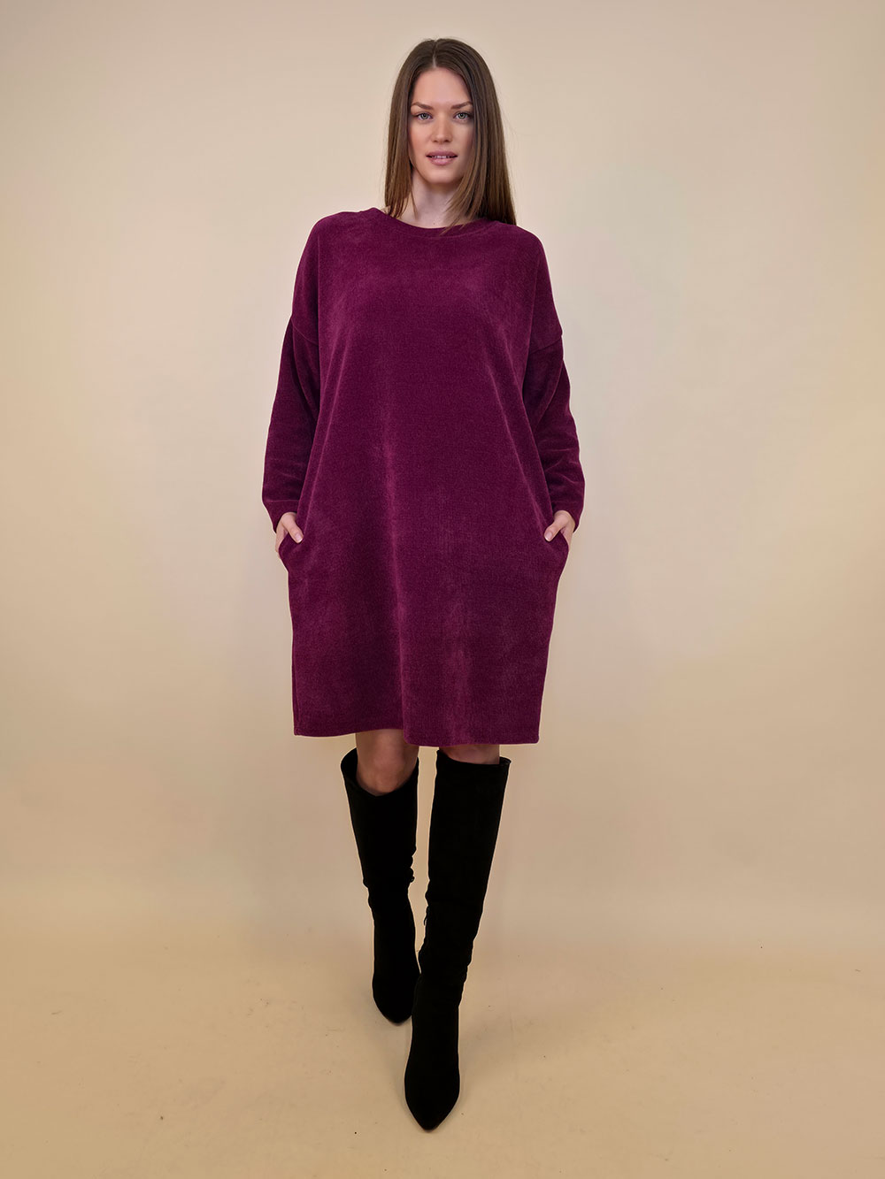 Haljina+remen 72 Elwood chenille - amarena - Slika 2