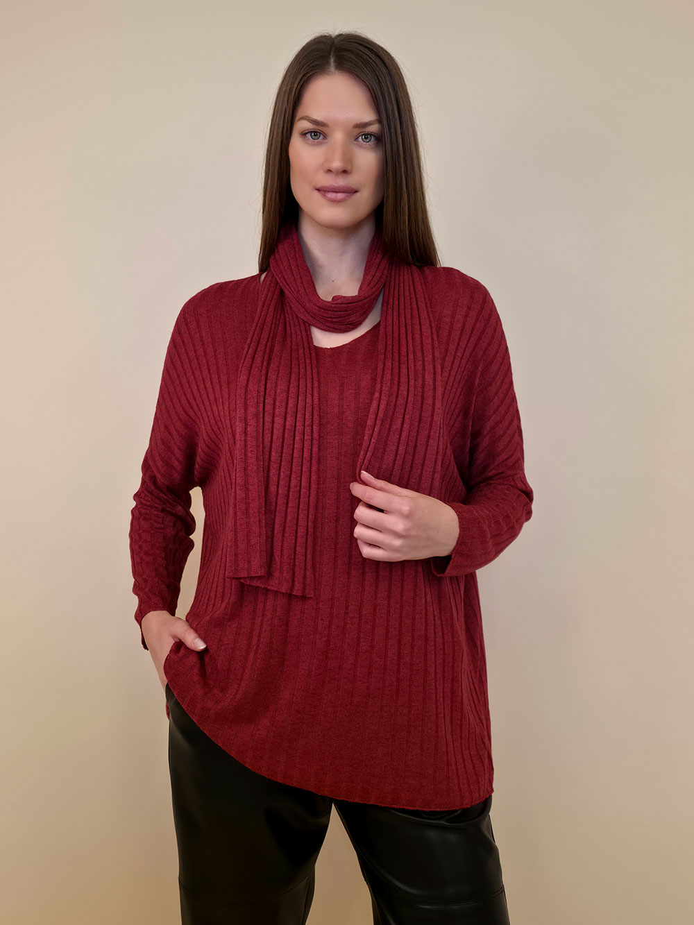 Majica+šal 46 Corinne - indian red