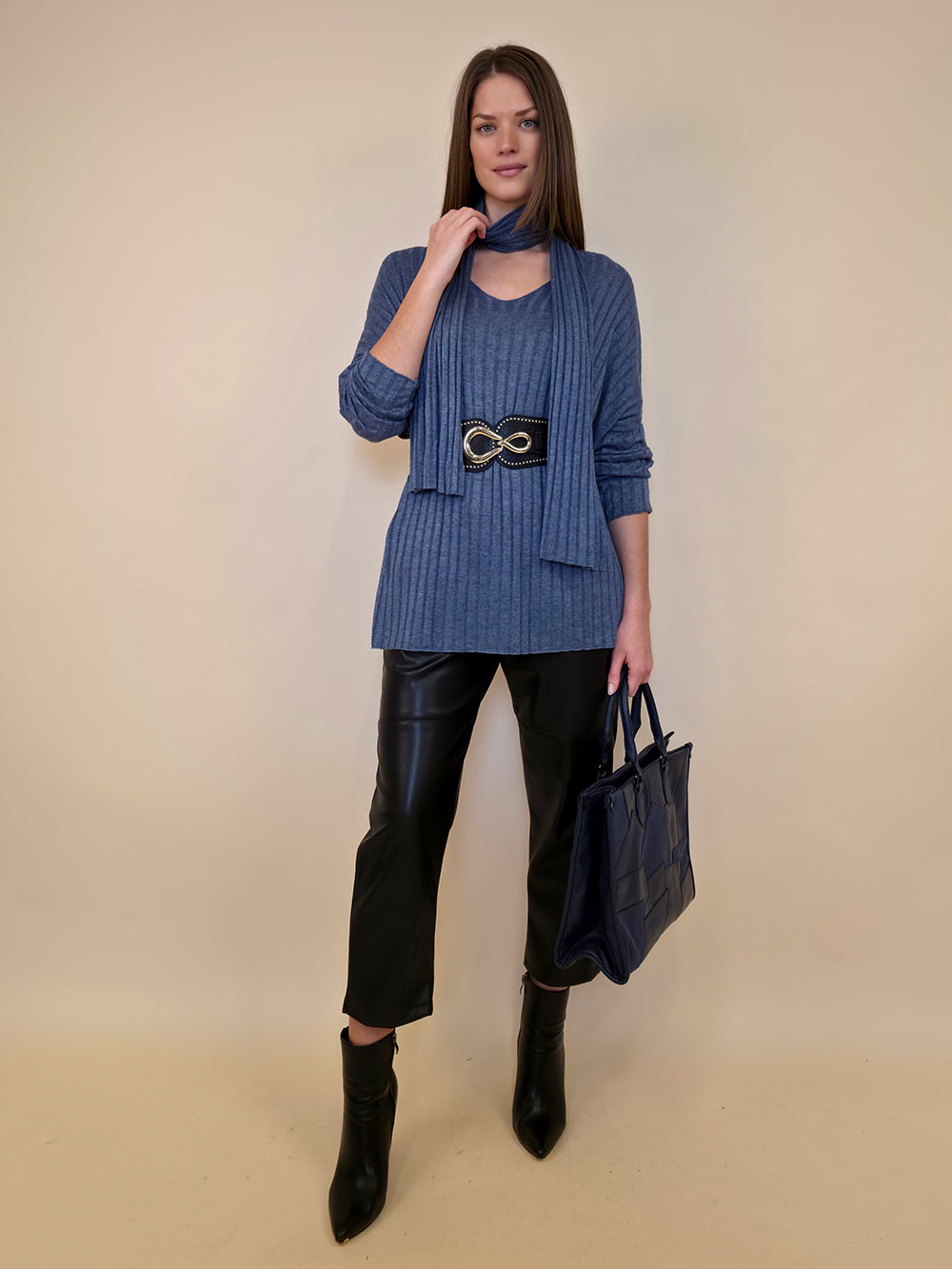 Majica+šal 46 Corinne - jeans