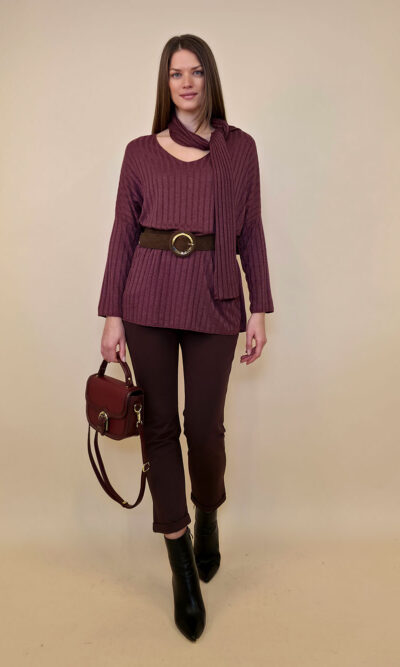 Majica+šal 46 Corinne - burgundy