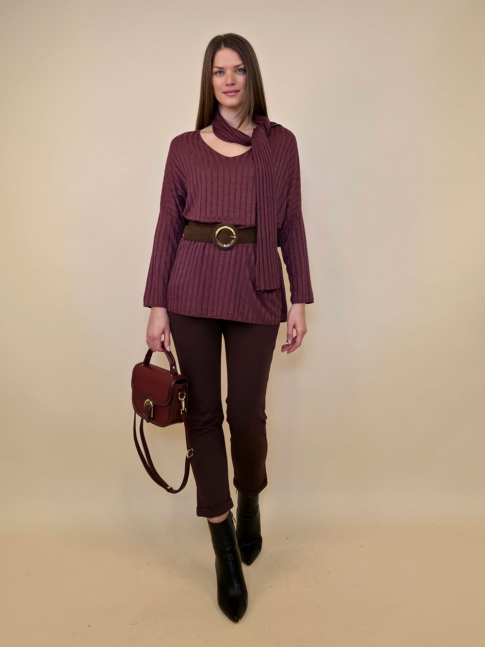 Majica+šal 46 Corinne - burgundy