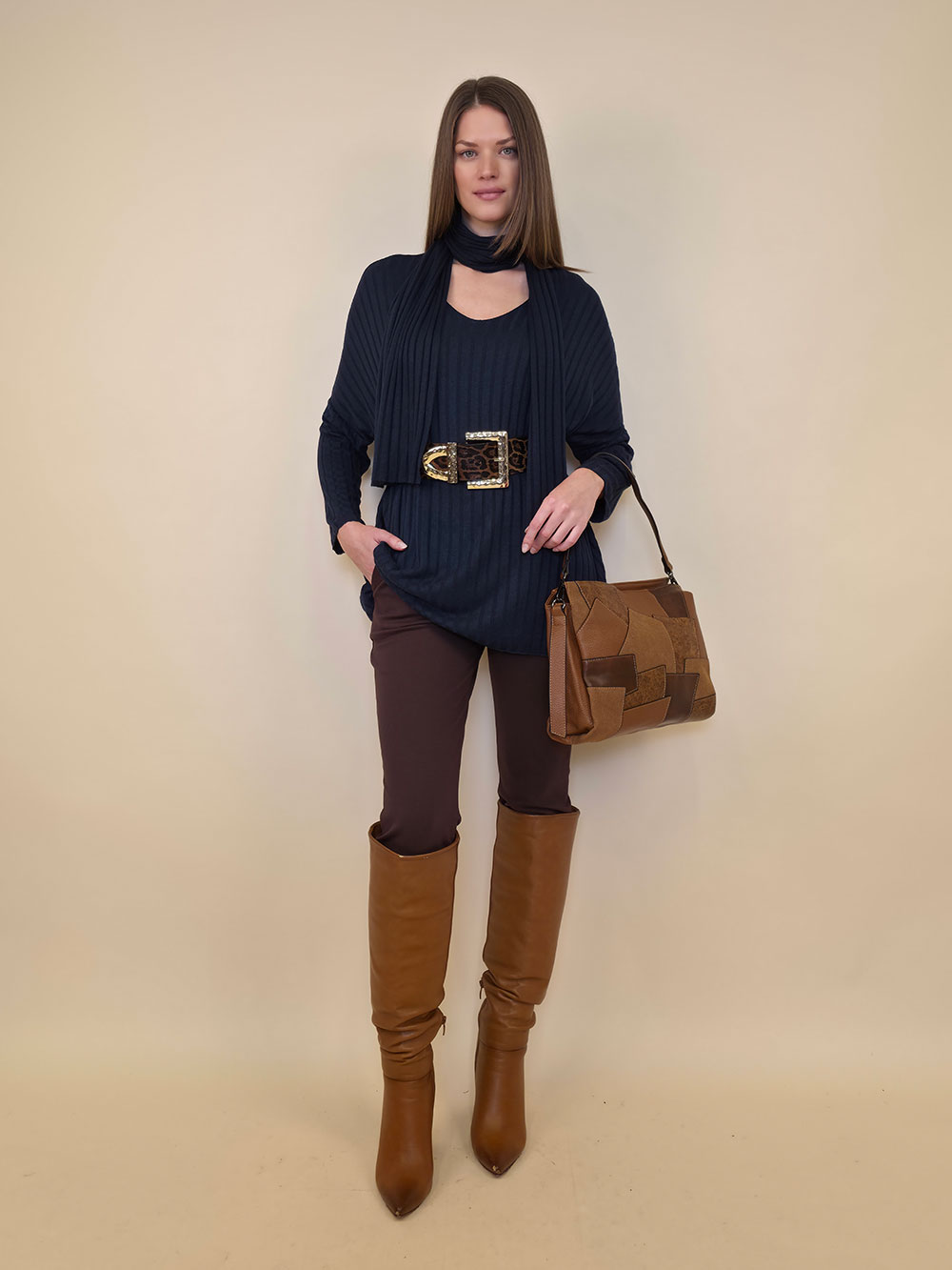 Majica+šal 46 Corinne - navy