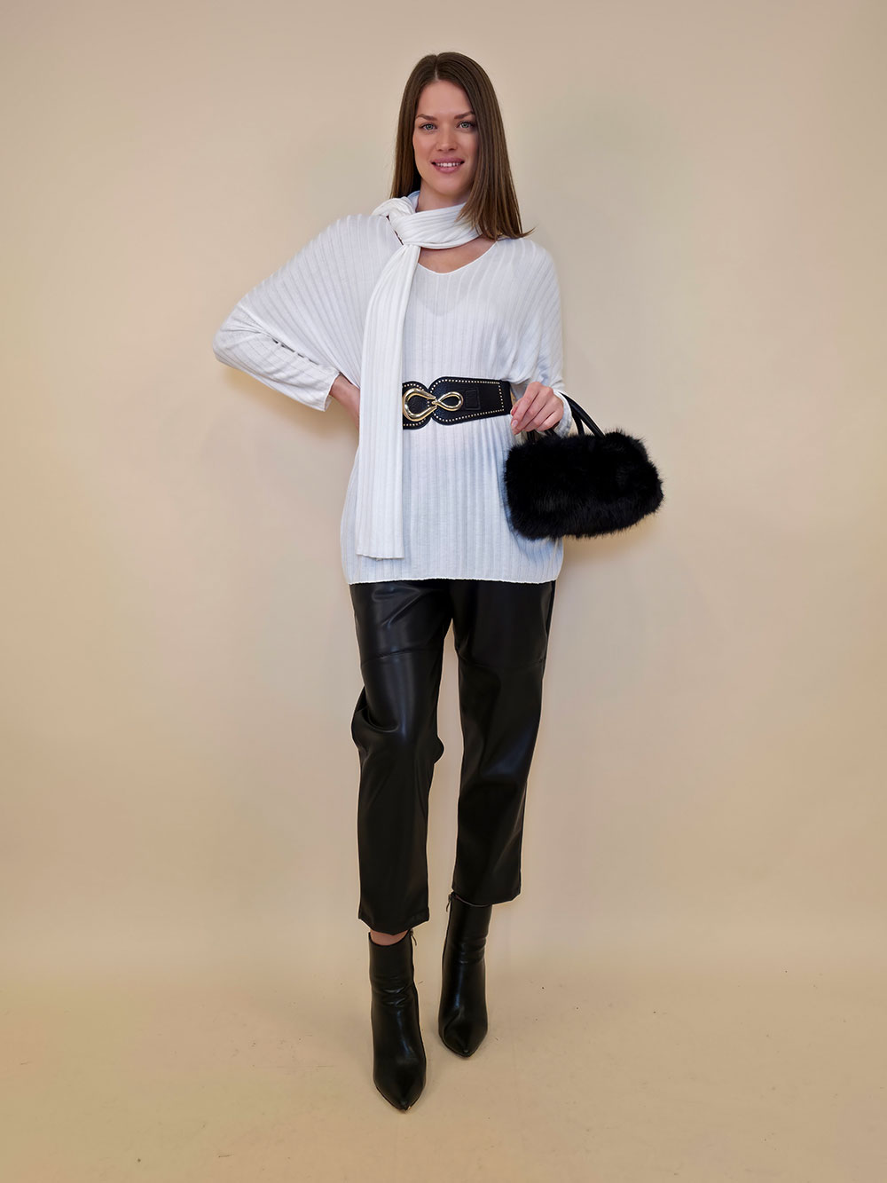 Majica+šal 46 Corinne - panna